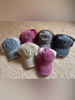 “Vintage” Distressed Blank Trucker Baseball Cap Burgundy, Gray, Tan Black, Brown